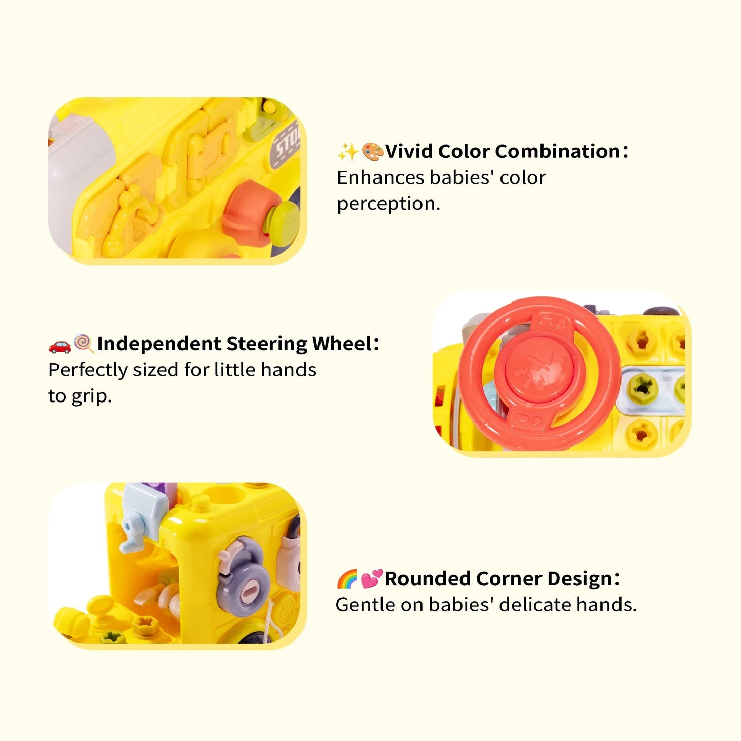 SaveJoy Baby Learning Toy Bus,Assemble Busy Toys Construction Building Vehicle,Engineering Truck Educational Gift for Kids Age 3+