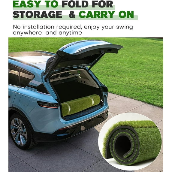 ORFELD Golf Hitting Mat, 5 x 4 ft Dual-Turf Golf Practice Mat with Thick EVA Foam Base, Indoor & Outdoor