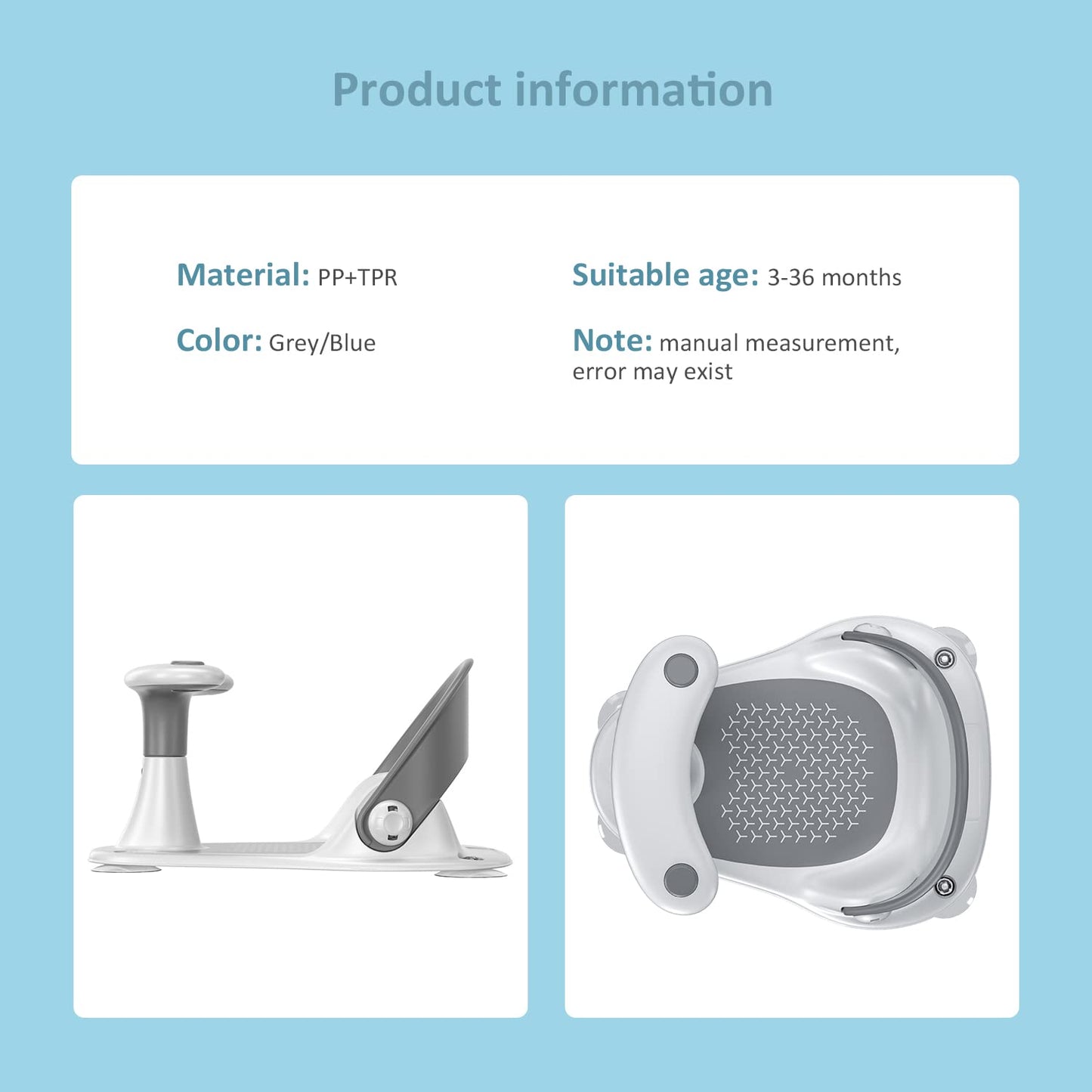 Baby Bath Seat, Baby Bathtub Seat with Thermometer Display/Anti-Slip Cushion/4 Suction Cups, Bath Seat for Babies 6 Months & up, Infant Bath Seats for Babies Toddlers,Baby Bath Chair Shower