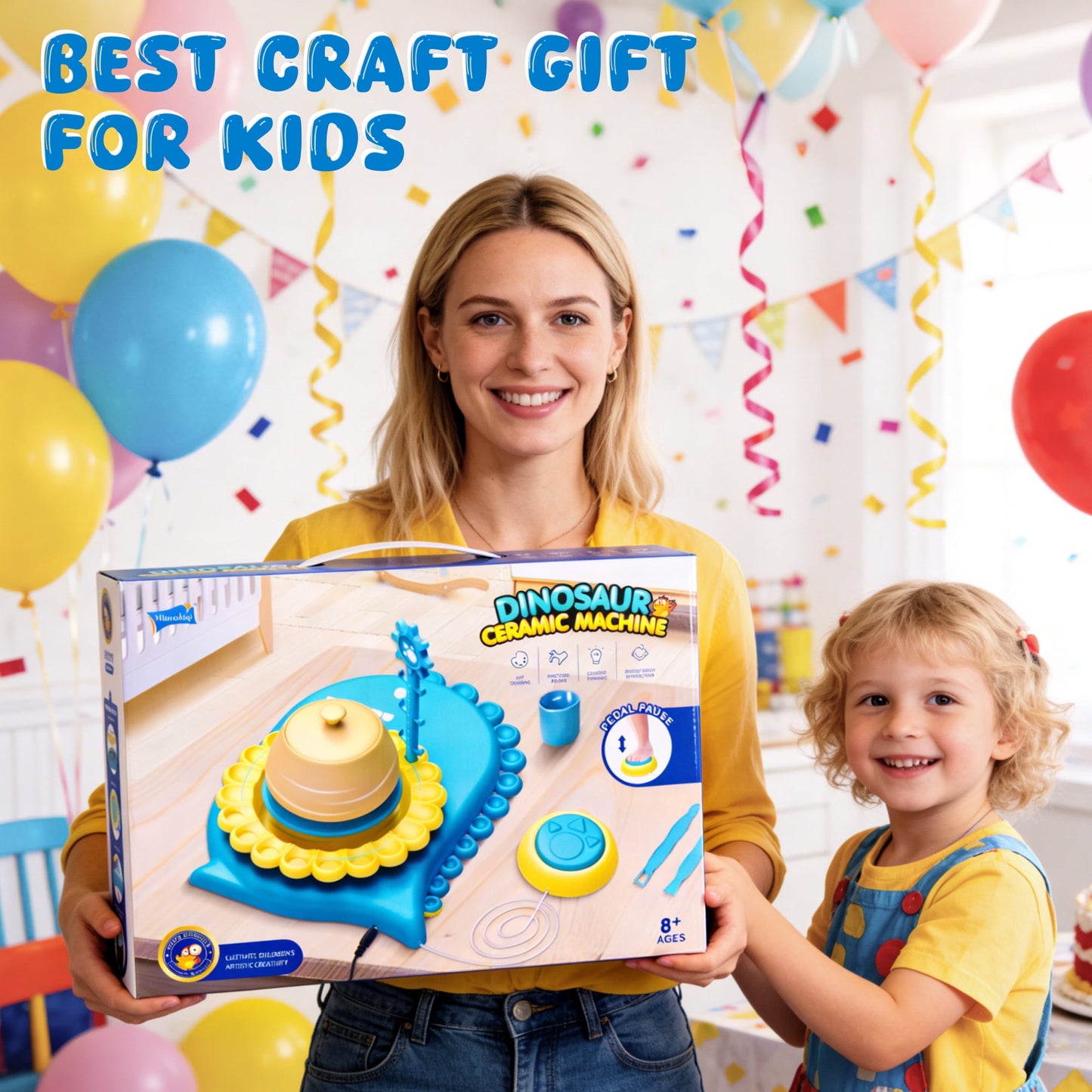 SaveJoy Pottery Wheel for Kids,Complete Pottery Painting Craft Kit,Arts and Crafts for Kids with Foot Pedal & Sculpting Tools Ages 8-12