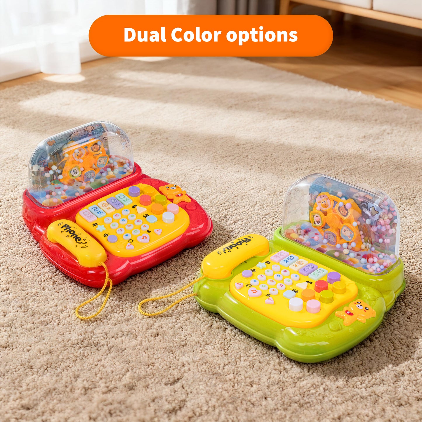 SaveJoy Baby Telephone Toy,All in One Educational Learning Toys,Toddler Phone with Music and light Gifts for Kids 3+,Red