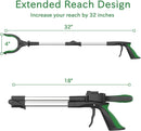ORFELD Reacher Grabber Tool with Light, 32" Foldable Reacher Grabber ORFELD, Grab at 0-180° Folded Angle, Portable Heavy-Duty Trash Picker with Magnet, 90°Rotating, Lifting 5.5 Lbs