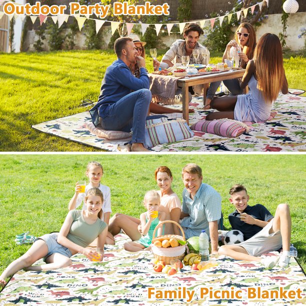 Large 79"x79" Waterproof Picnic Blanket,CAUTUM 3 Layered Foldable Outdoor Picnic Mat