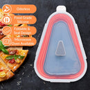 Reusable Pizza Storage Container, CAUTUM Silicone Pizza Slice Storage Container with 5 Microwavable Serving Trays, Adjustable Pizza Leftover Container with Lid Orange