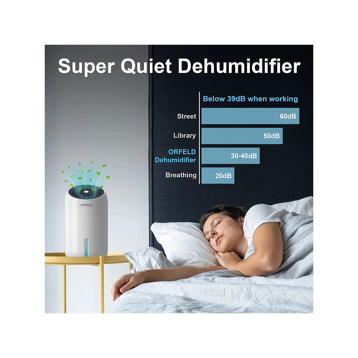 ORFELD Dehumidifier Combo, 30oz 860ml Dehumidifiers, 2200 Cubic Feet 240 Sq. Ft Portable Quiet Dehumidifier with 7 Colors LED Light for Basements, Bathroom, Bedroom