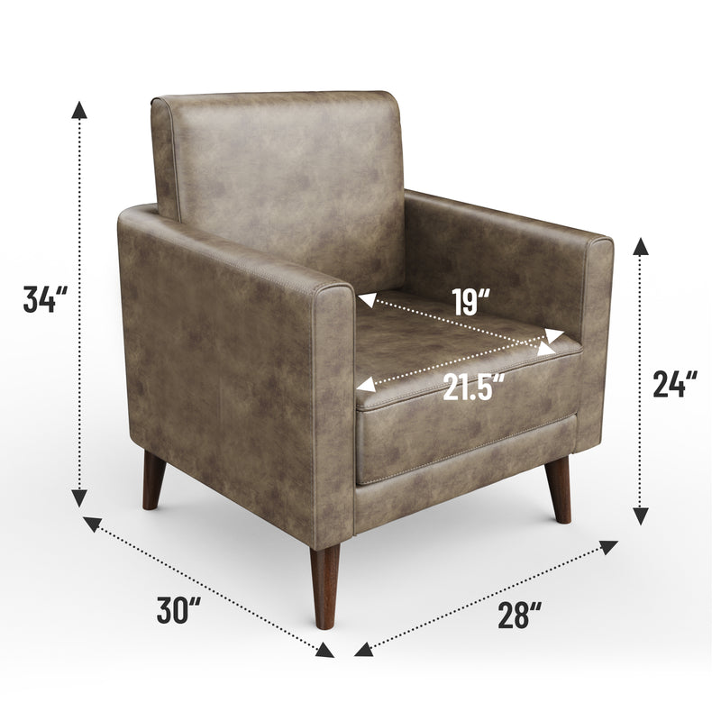 Accent Chair, HOMPANY PU Leather Armchair for Living Room, Bedroom, Bronze
