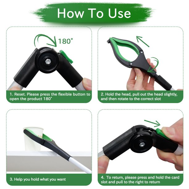 Reacher Grabber Tool, Lightweight Extra Long Handy Trash Claw Grabber, Reaching Assist Tool for Trash Pick Up, Nabber, Litter Picker, Arm Extension