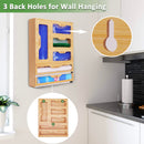 Ziplock Bag Storage Organizer, CAUTUM Bamboo Foil and Plastic Wrap Dispenser with Cutter, 6 in 1 Ziplock Bag Container for Kitchen Drawer