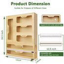 Ziplock Bag Storage Organizer, CAUTUM Bamboo Foil and Plastic Wrap Dispenser with Cutter, 6 in 1 Ziplock Bag Container for Kitchen Drawer