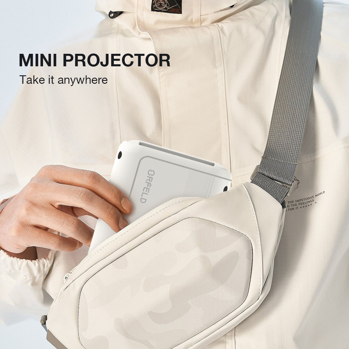 ORFELD Mini Projector, Native 1080P Outdoor Movie Projector, Led HDMI Projector, 9000 Lux x120"