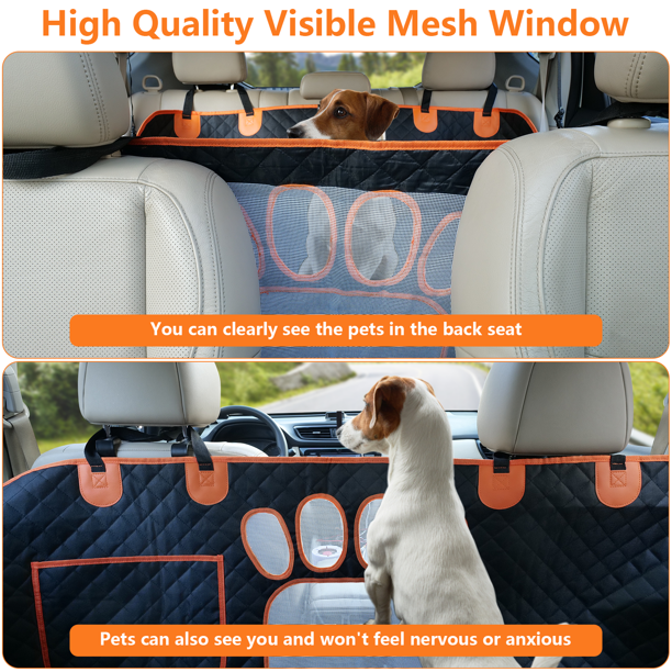 Waterproof Dog Car Hammock Nonslip Backseat Dog Cover with Mesh Window 600D Scratchproof Pet Seat Protector for Cars, Trucks and SUVs
