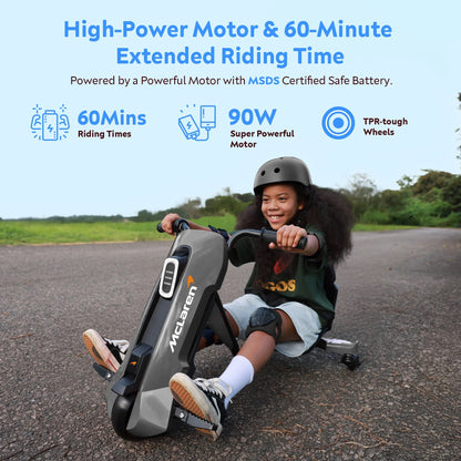 McLaren 24V Ride on Toys for Kids, Electric Go Kart Powered Drift Kart with Adjustable Seat for Big Kids 3+ Boys Girls, Black