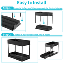 2-Tier Under Sink Organizer, Sliding Under Bathroom Cabinet Storage Drawer Organizer with Hooks, Hanging Cup, Multi-purpose Under Sink Shelf Organizer, Black