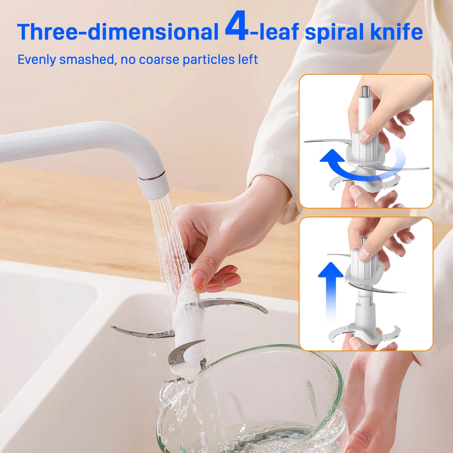 ORFELD Meat Grinder Electric Food Chopper, 2 Speeds Meat Chopper 8 Cup Food Processor New, Silver