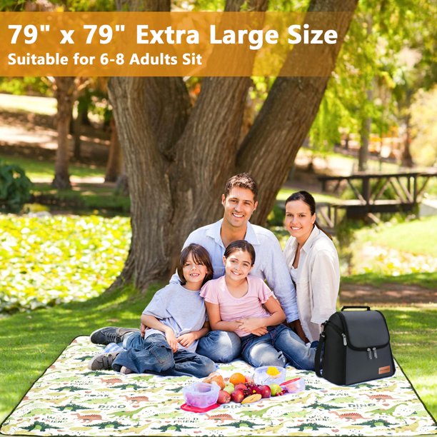 Large 79"x79" Waterproof Picnic Blanket,CAUTUM 3 Layered Foldable Outdoor Picnic Mat