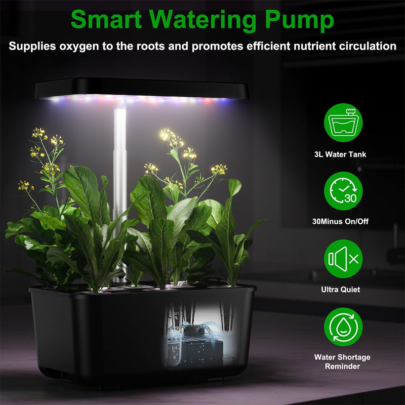 8Pods Hydroponics Growing System Indoor Garden Kit With LED Grow Light and Silent Pump