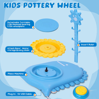 SaveJoy Pottery Wheel for Kids,Complete Pottery Painting Craft Kit,Arts and Crafts for Kids with Foot Pedal & Sculpting Tools Ages 8-12