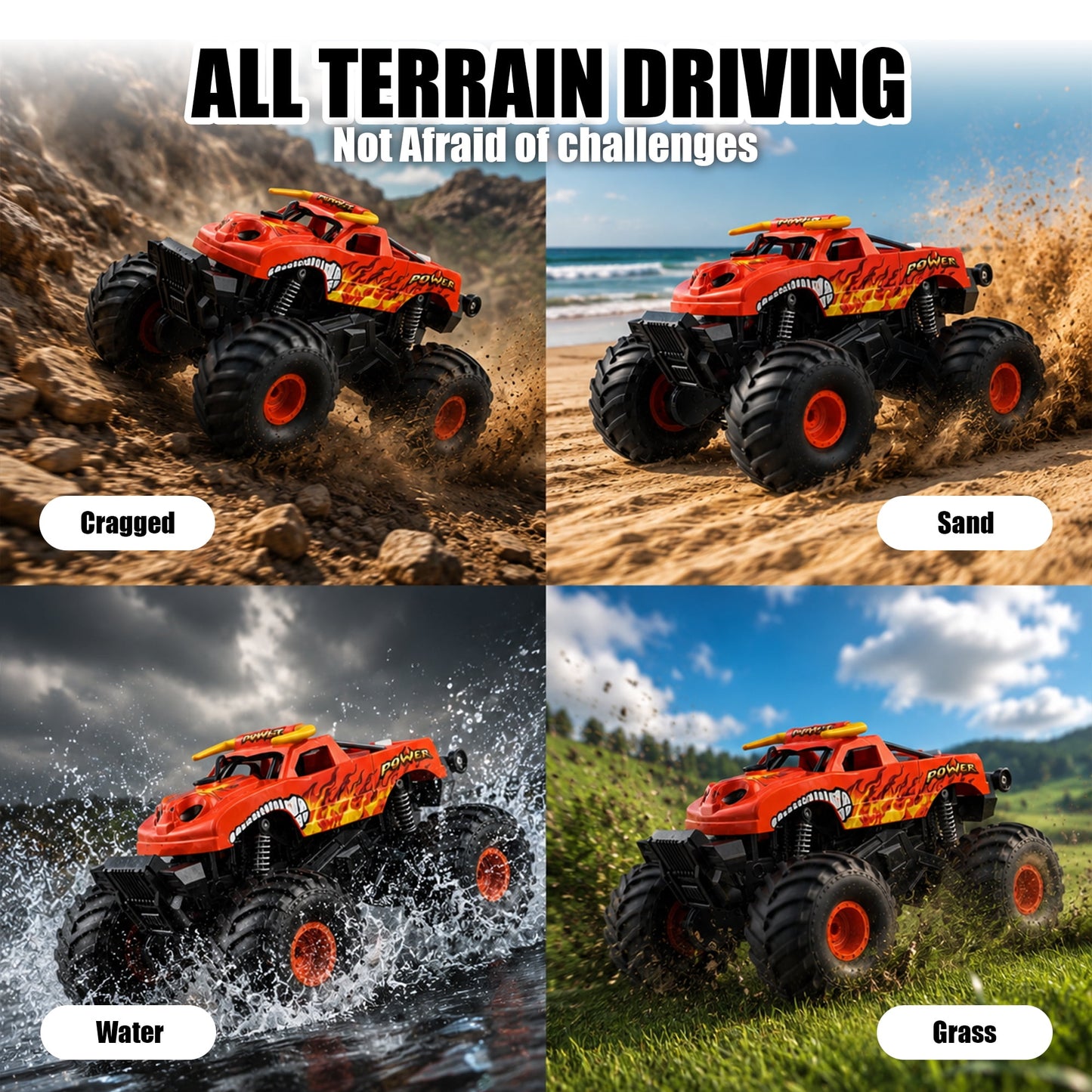 SaveJoy Remote Control Car, 1:20 4WD Amphibious RC Monster Truck with Dual Spray, Waterproof Stunt Vehicle Gift for Boys 6-12