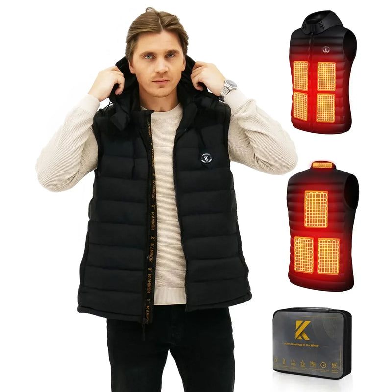 Men's Heated Vest with Battery Pack (Black,XXXL)