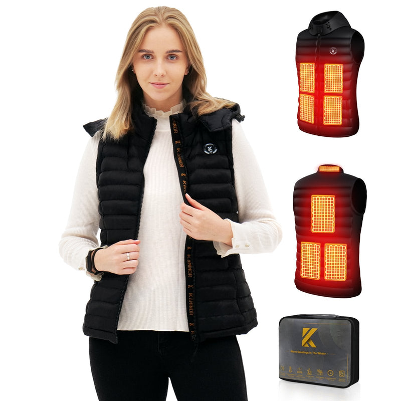 Women's Heated Vest with Battery Pack (Black,XL)