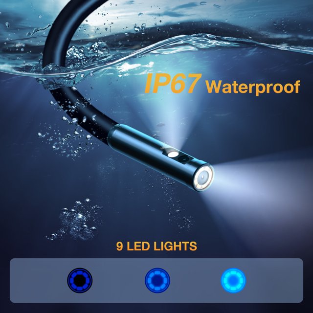 Wireless Endoscope, 6 LED Lights Borescope Camera, 7.9mm 3 in 1 USB Snake Camera, IP67 Inspection Camera for OTG Android, iPhone (10ft, Type-C, Micro, Lightning)