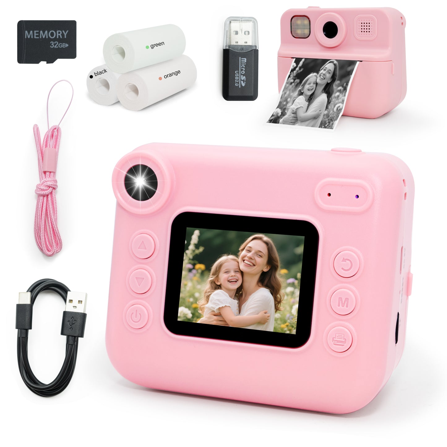 SaveJoy Kids Camera Instant Print, 1080P Digital Camera with 32G Card & Color Paper, Cartoon Gift for Boys Girls Ages 3-12