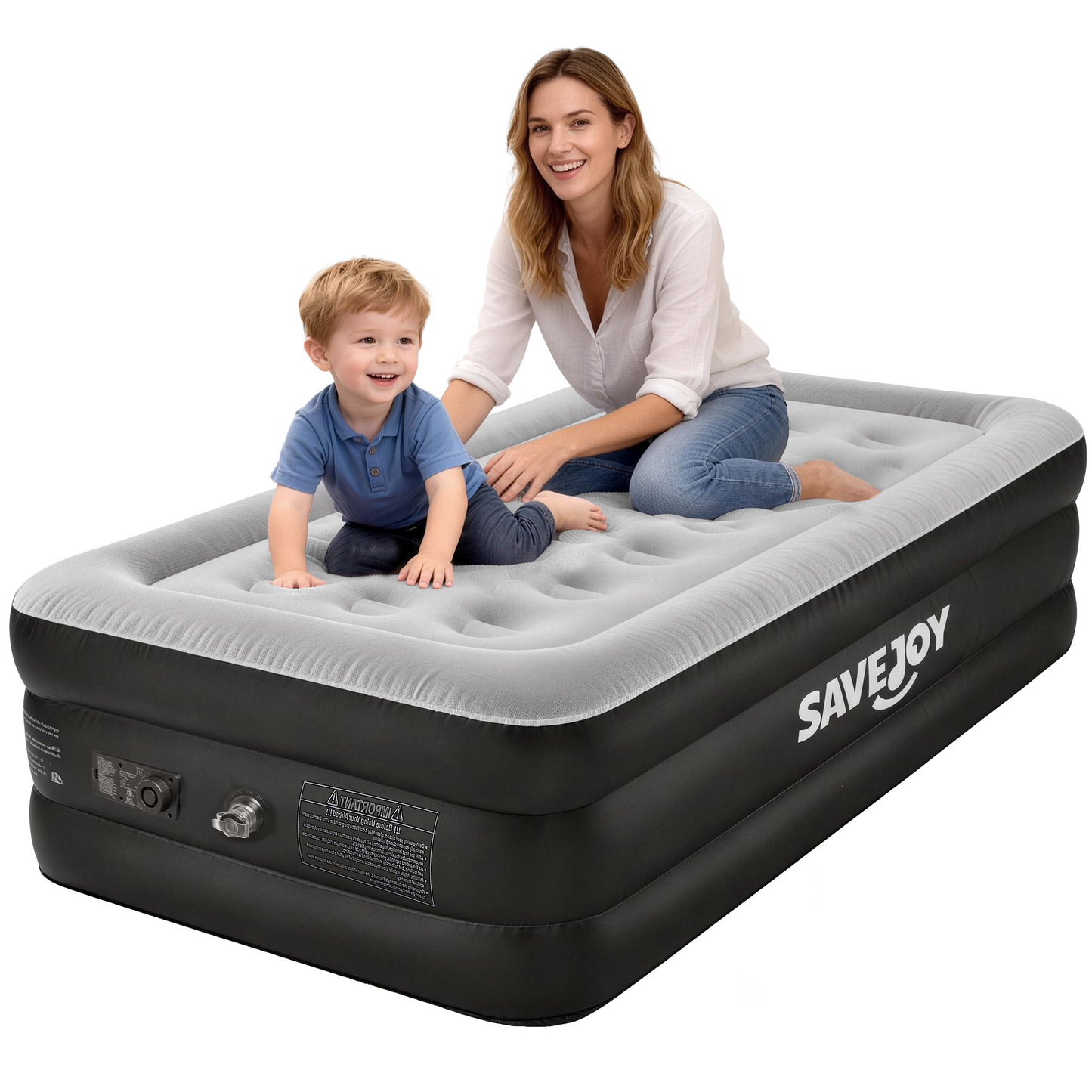 SaveJoy Queen Air Mattress with Built in Pump, 18‘’ Inflatable Mattress Blow up Air Bed for Camping, Home & Guests