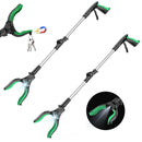 2PCS ORFELD Grabber Tool 32" Steel Magnetic Claw with LED Light, Lightweight Foldable Reacher Grabber Pickup Tool, Gripper Grabbers for Elderly Grab it Reaching Tool Trash Picker Grabber, Green