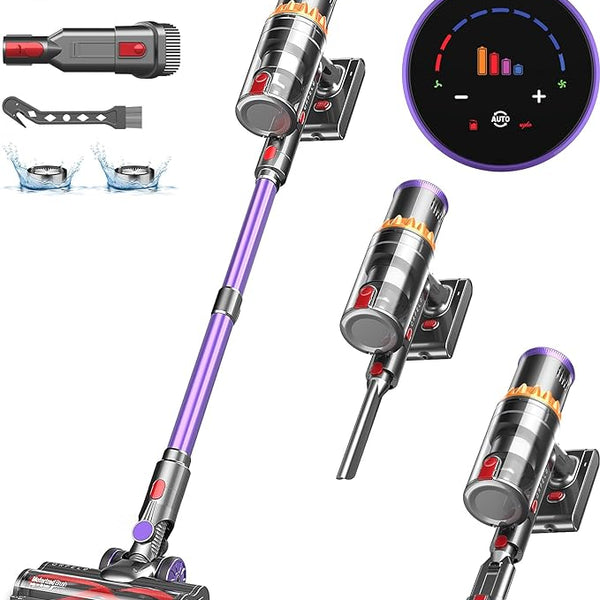HOMPANY Cordless Vacuum Cleaner, 500W/40Kpa Stick Vacuum with Touch Screen