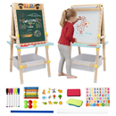 SaveJoy Kids Art Easel with Paper Roll，Double-Sided Adjustable Standing Drawing Board with Accessories for Toddlers