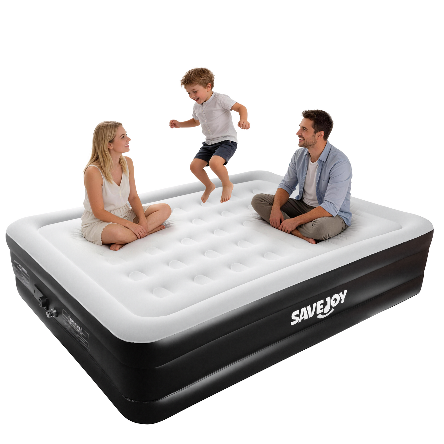SaveJoy Queen Air Mattress with Built in Pump, 18‘’ Inflatable Mattress Blow up Air Bed for Camping, Home & Guests