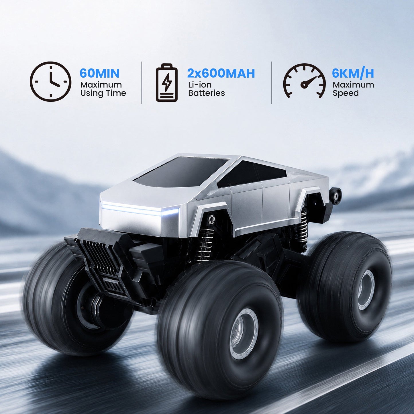 SaveJoy Cyber Remote Control Car with Charging Station, 1:20 4WD Amphibious RC Monster Truck, Waterproof Toy Gift for Boys 6-12