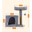 Cat Tree Tower with Plush, Cat Condo with Scratching Post for Small Cats L 20" x W 11.8" x H 17", Gray