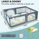 Baby Playpen with Mat, CAUTUM 79"x59" Extra Large Play Yard for Toddlers, Indoor & Outdoor Kids Activity Center with Safety Gates and Breathable Mesh, BPA-Free, Non-Toxic