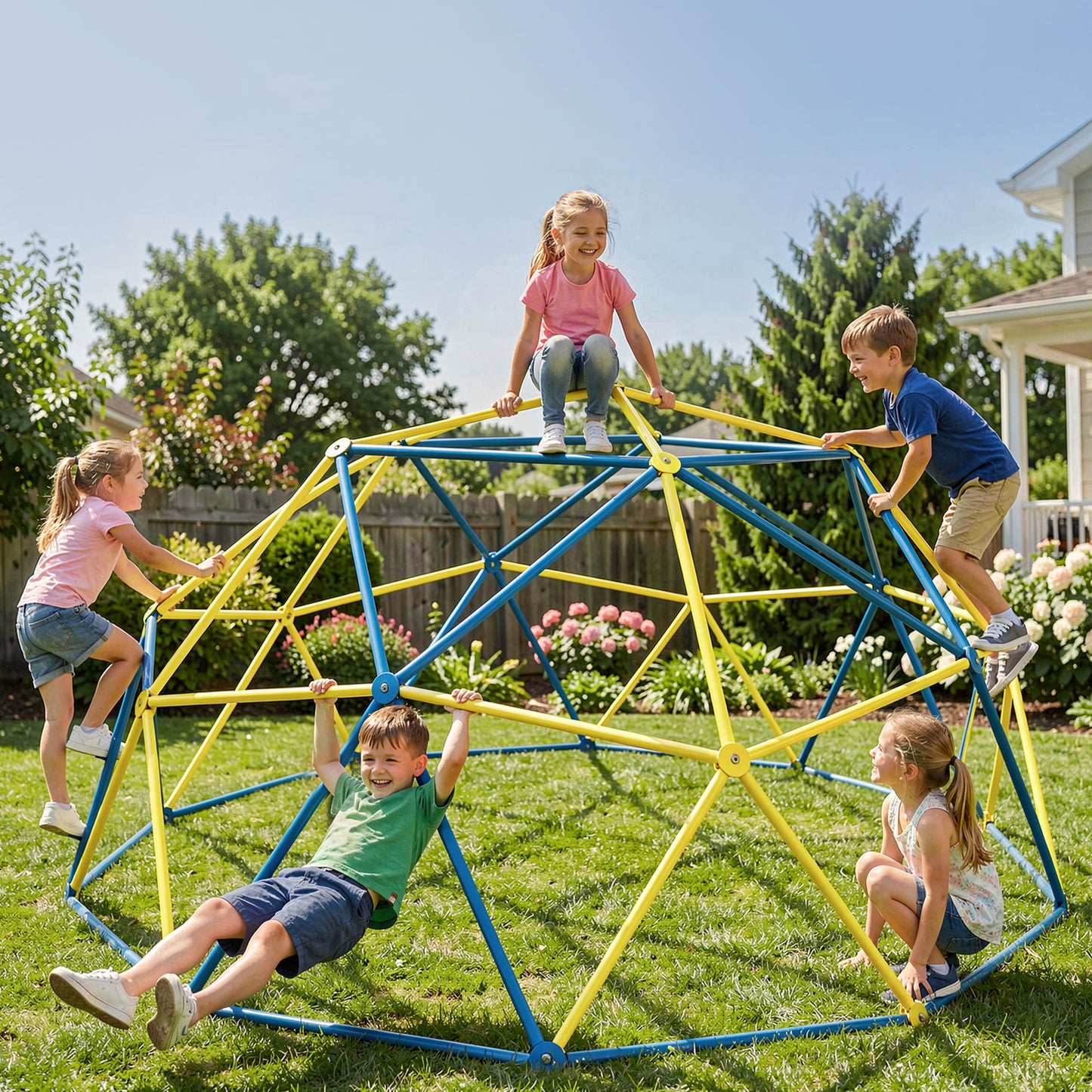 SaveJoy 12FT Climbing Dome for Kids, Toddler Play Set Outdoor Playground, Geometric Dome Climber Climbing Toys, Supports up to 800lbs
