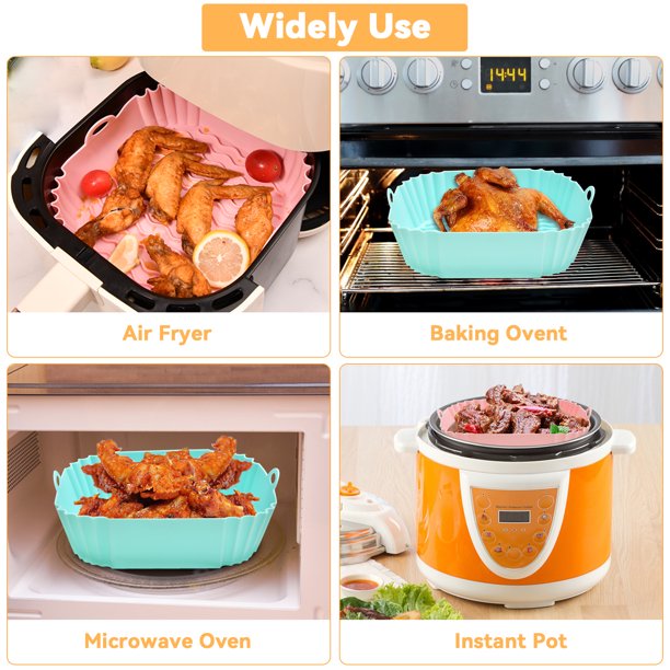 Air Fryer Silicone Liners, CAUTUM 2 Pack 8.3inch Reusable Baking Basket, Kitchen Airfryer Square Pot