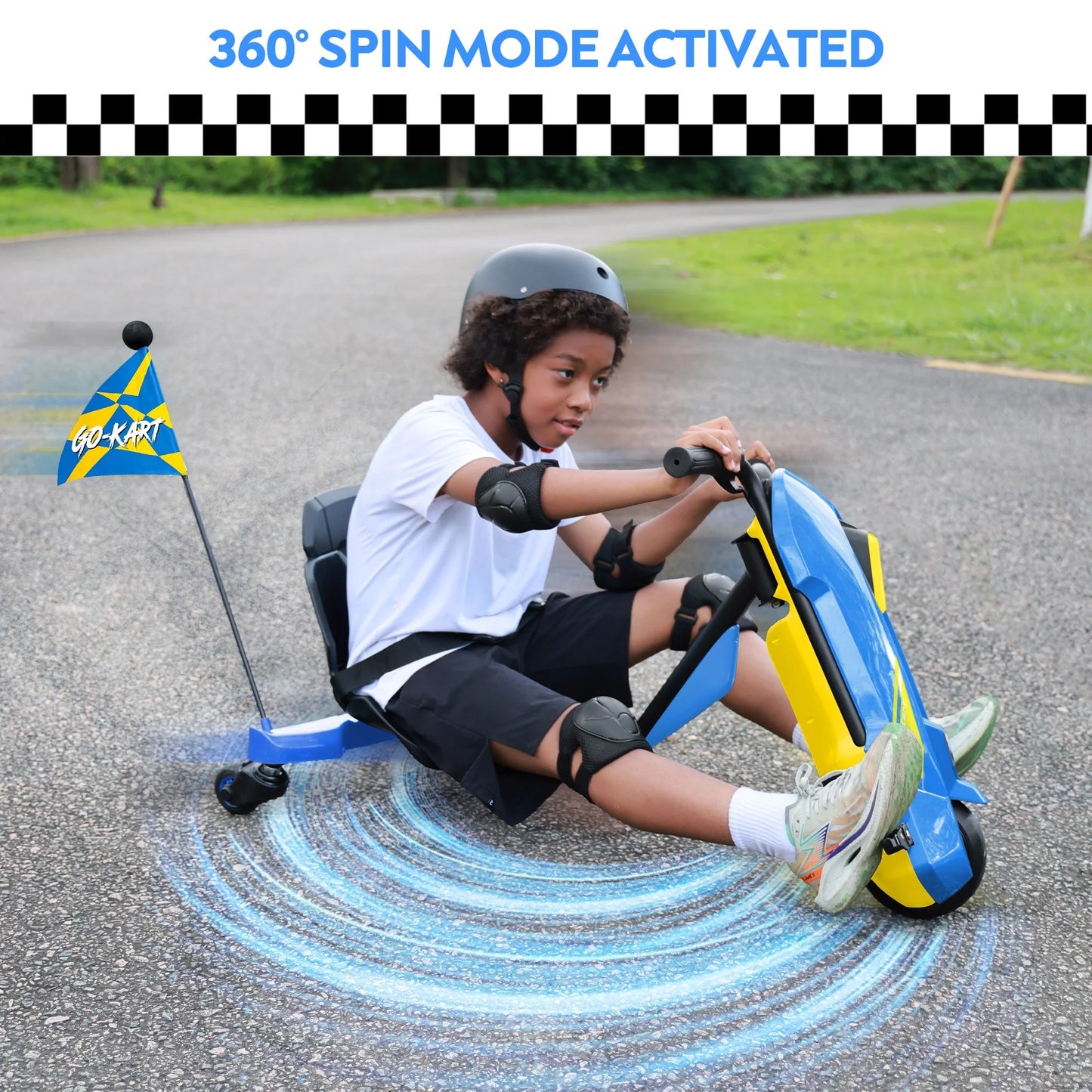 ORFELD 24V Kids Electric Go Kart,High-Power Battery Ride-On Toy with Safety Belt,Outdoor Drift Cart for Ages 6+,Ideal Gift for Boys & Girls,Blue