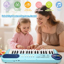 SaveJoy Blue Piano for 1-4 Year Old Kids, 37 Keys Electronic Keyboard Music Toy with Microphone & Stand, Portable Musical Gift for Toddlers