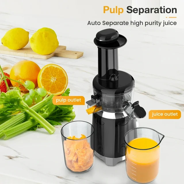 Pyukix Juicer Small Masticating Juicer for Fruits and Vegetables Powerful Juice Extractor Machine Compact Size and Space-Saving (Updated)