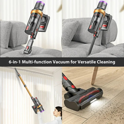 ORFELD Cordless Vacuum Cleaner, 35Kpa Powerful Stick Vacuum for Hard Floor Carpet Pet Gold, SV30