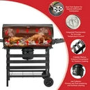 ORFELD Barbecue Grill Portable Charcoal Grill with 2 Foldable Side Tables, Outdoor BBQ with Bottom Storage Shelf
