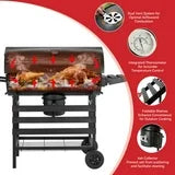 ORFELD Barbecue Grill Portable Charcoal Grill with 2 Foldable Side Tables, Outdoor BBQ with Bottom Storage Shelf