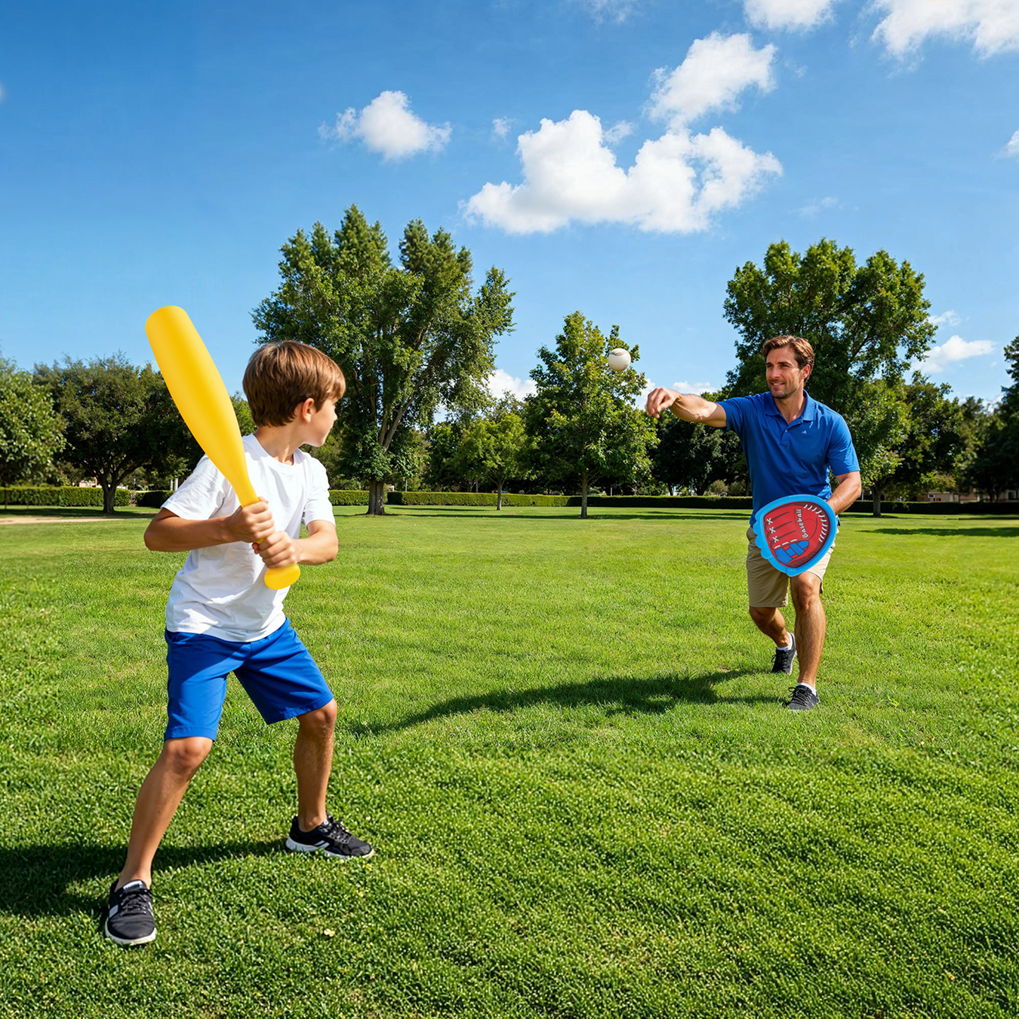 SaveJoy 2-in-1 T-Ball Set and Toss Game for Kids, Toddler Baseball Set for Age 1-3-6 Boys Girls, Outdoor Toys Toss and Catch Ball with 7 Balls