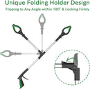 ORFELD Reacher Grabber Tool with Light, 32" Foldable Reacher Grabber ORFELD, Grab at 0-180° Folded Angle, Portable Heavy-Duty Trash Picker with Magnet, 90°Rotating, Lifting 5.5 Lbs