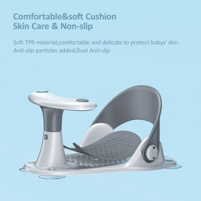 Baby Bath Seat, Baby Bathtub Seat with Thermometer Display/Anti-Slip Cushion/4 Suction Cups, Bath Seat for Babies 6 Months & up, Infant Bath Seats for Babies Toddlers,Baby Bath Chair Shower