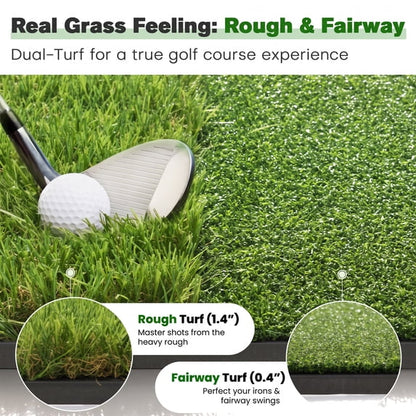 ORFELD Golf Hitting Mat, 6 x 4 ft Dual-Turf Golf Practice Mat with Thick EVA Foam Base, Indoor & Outdoor