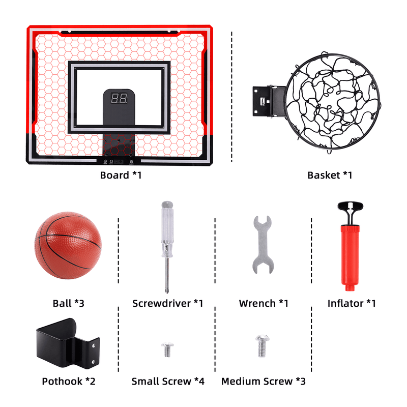SaveJoy Indoor Basketball Hoop, over the Door Basketball Hoop with Balls, Mini Hoop for Kids Toddlers Boys 2-4-8
