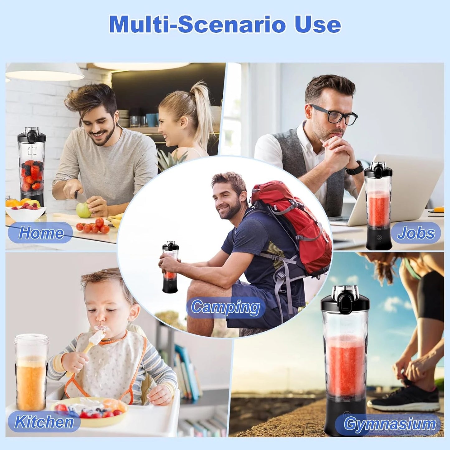 ORFELD Personal Portable Blender, Small Kitchen Appliances Blender Cup for Shakes and Smoothies Rechargeable Shaker Bottle, 20oz