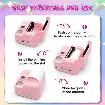 SaveJoy Kids Camera Instant Print, 1080P Digital Camera with 32G Card & Color Paper, Cartoon Gift for Boys Girls Ages 3-12