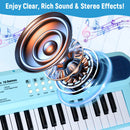 SaveJoy Blue Piano for 1-4 Year Old Kids, 37 Keys Electronic Keyboard Music Toy with Microphone & Stand, Portable Musical Gift for Toddlers